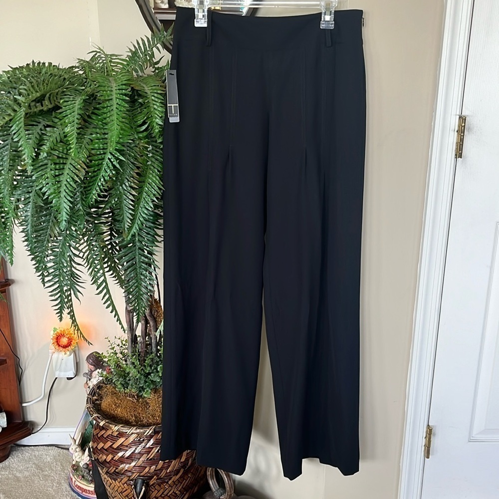 Brand New Tahari Black Wide Leg Dress Pants Office Trousers Side Zipper